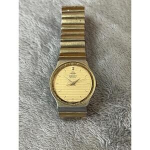 Seiko Watch Women Champagne Dial Gold Tone Round 5y91-6010 Needs Battery !!